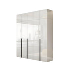 Glossy White Wall-Mounted Wardrobe System With Display Shelves