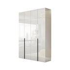 Glossy White Wall-Mounted Wardrobe System With Display Shelves