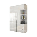 Glossy White Wall-Mounted Wardrobe System With Display Shelves