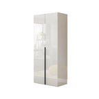 Glossy White Wall-Mounted Wardrobe System With Display Shelves
