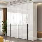 Glossy White Wall-Mounted Wardrobe System With Display Shelves