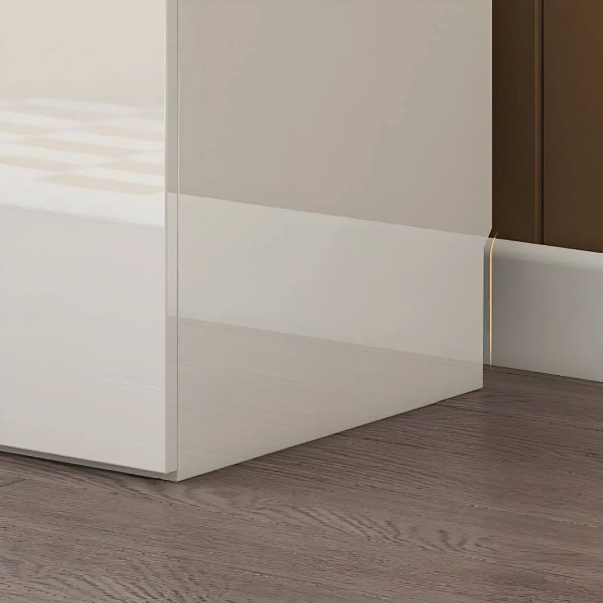 Glossy White Wall-Mounted Wardrobe System With Display Shelves