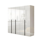 Glossy White Wall-Mounted Wardrobe System With Display Shelves