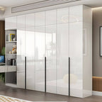 Glossy White Wall-Mounted Wardrobe System With Display Shelves