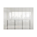 Glossy White Wall-Mounted Wardrobe System With Display Shelves