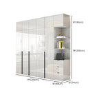 Glossy White Wall-Mounted Wardrobe System With Display Shelves Dimensions