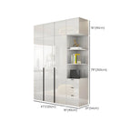 Glossy White Wall-Mounted Wardrobe System With Display Shelves Dimensions
