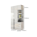 Glossy White Wall-Mounted Wardrobe System With Display Shelves Dimensions
