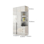 Glossy White Wall-Mounted Wardrobe System With Display Shelves Dimensions