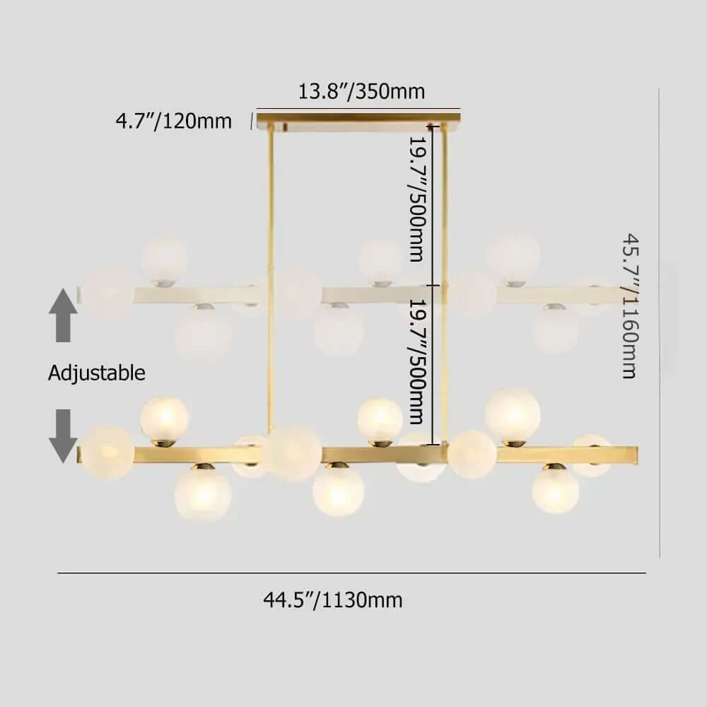 Gold 12-Light Modern Globe Kitchen Island Pendant Light Dimensions