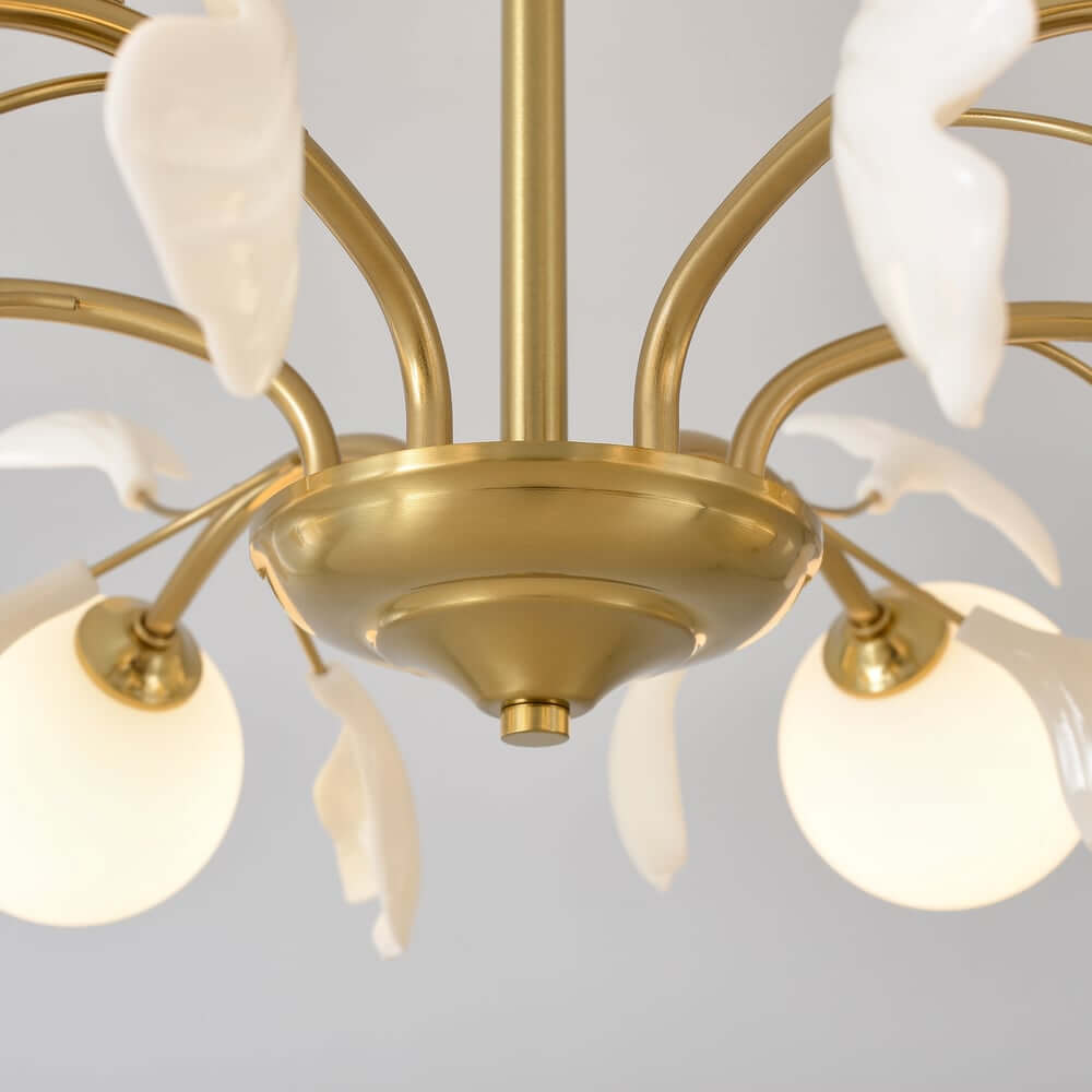 Gold 6-Light Nordic Modern Art Semi-Flush Mount Lighting Fixture