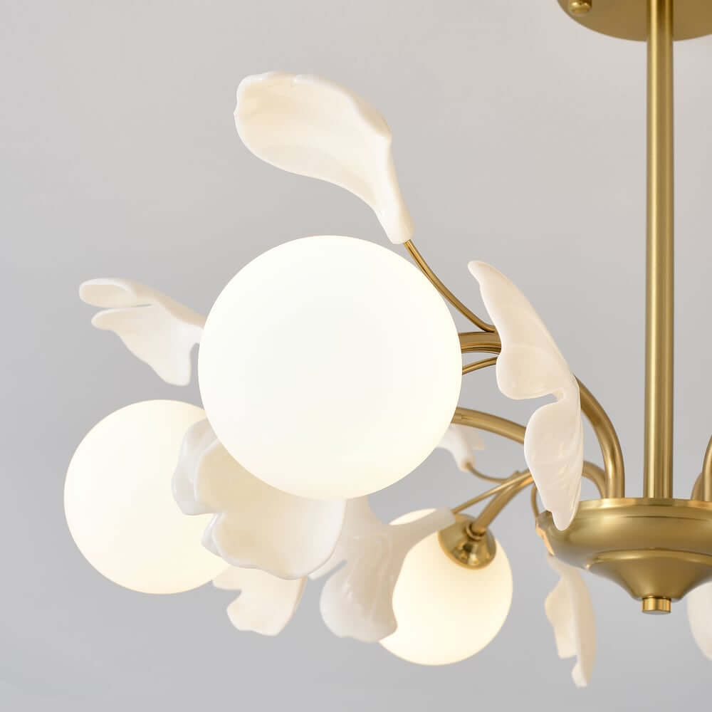 Gold 6-Light Nordic Modern Art Semi-Flush Mount Lighting Fixture