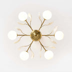 Gold 6-Light Nordic Modern Art Semi-Flush Mount Lighting Fixture