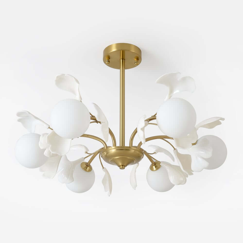Gold 6-Light Nordic Modern Art Semi-Flush Mount Lighting Fixture