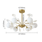 Gold 6-Light Nordic Modern Art Semi-Flush Mount Lighting Fixture Dimensions