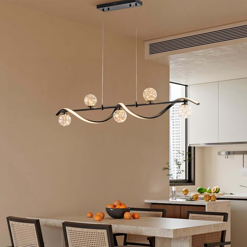 Gold and Black Modern Linear Ceiling Light with Adjustable Height