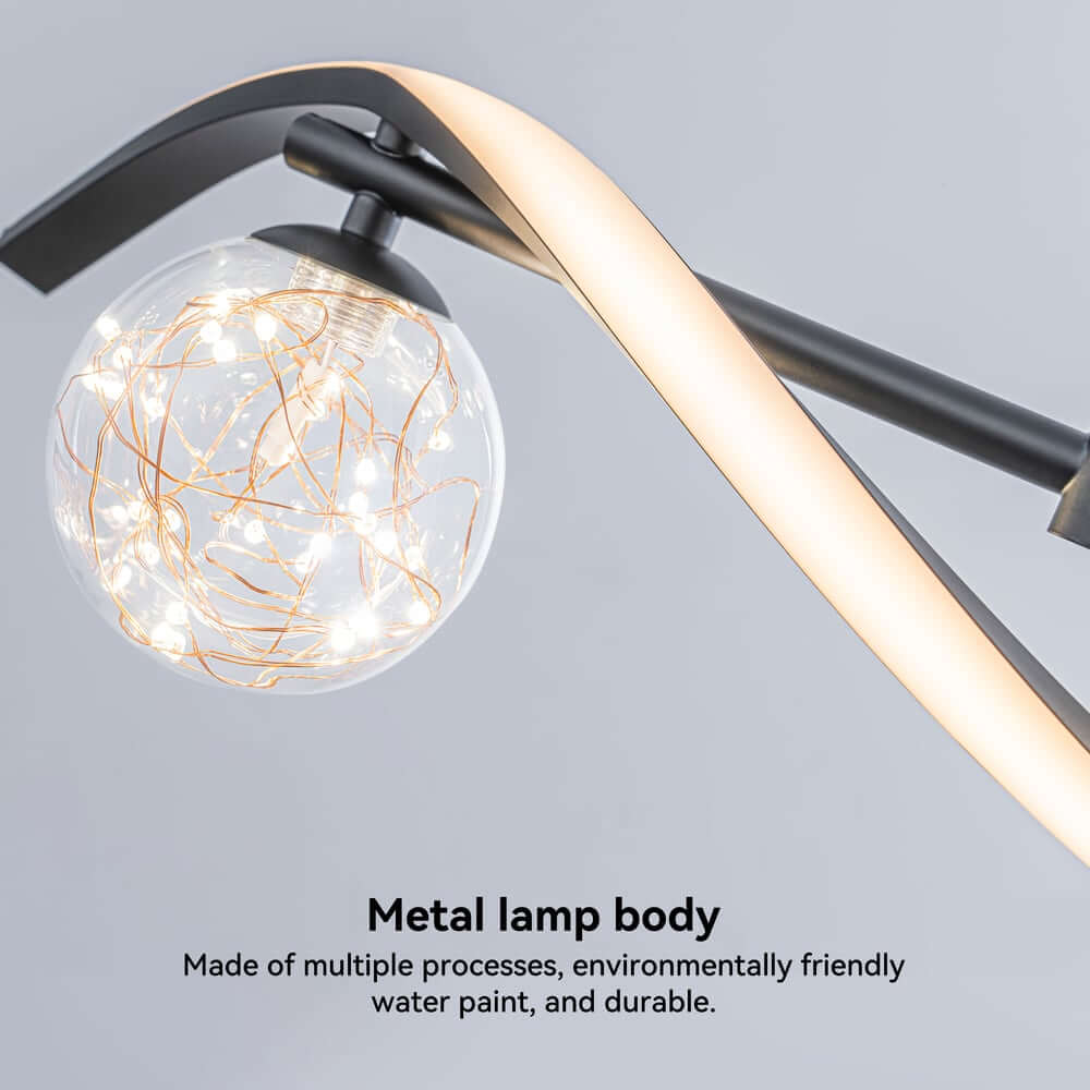 Gold and Black Modern Linear Ceiling Light with Adjustable Height