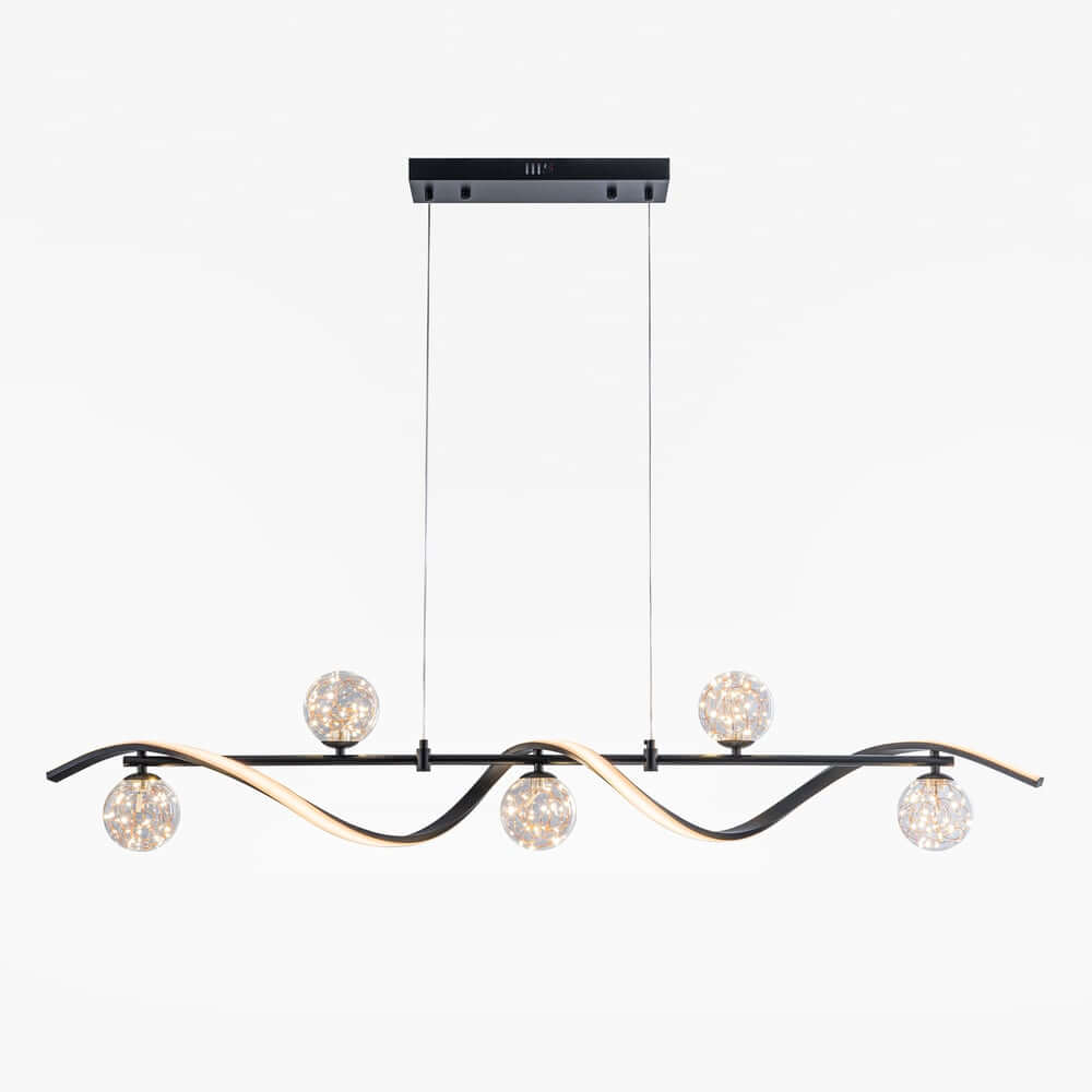 Gold and Black Modern Linear Ceiling Light with Adjustable Height