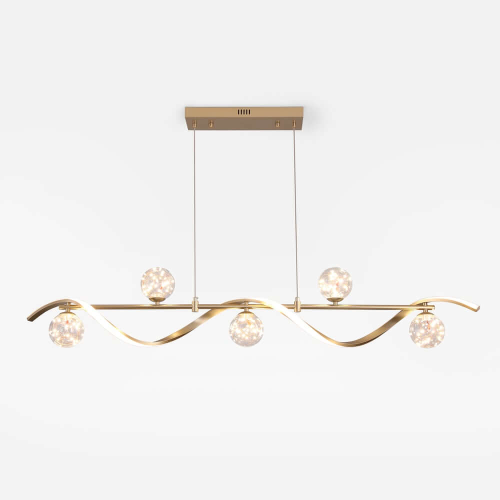 Gold and Black Modern Linear Ceiling Light with Adjustable Height