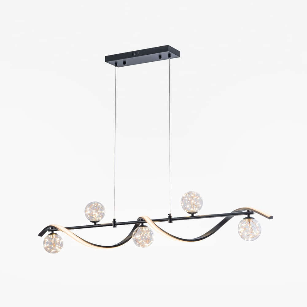 Gold and Black Modern Linear Ceiling Light with Adjustable Height