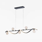 Gold and Black Modern Linear Ceiling Light with Adjustable Height