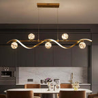 Gold and Black Modern Linear Ceiling Light with Adjustable Height