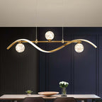 Gold and Black Modern Linear Ceiling Light with Adjustable Height