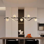 Gold and Black Modern Linear Ceiling Light with Adjustable Height