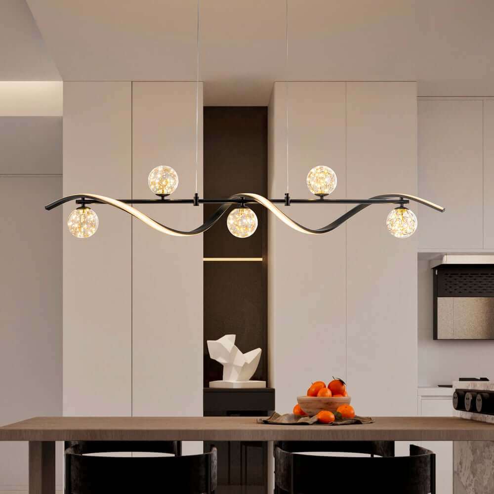 Gold and Black Modern Linear Ceiling Light with Adjustable Height