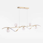 Gold and Black Modern Linear Ceiling Light with Adjustable Height