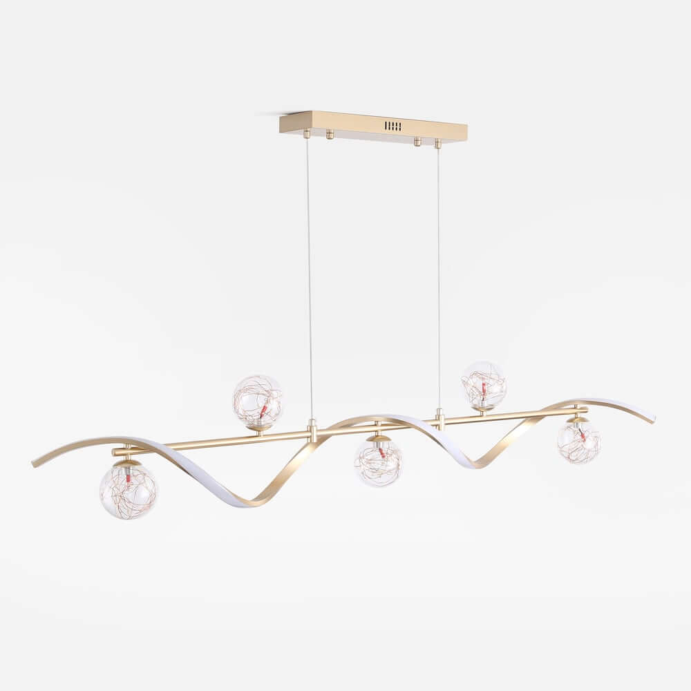 Gold and Black Modern Linear Ceiling Light with Adjustable Height