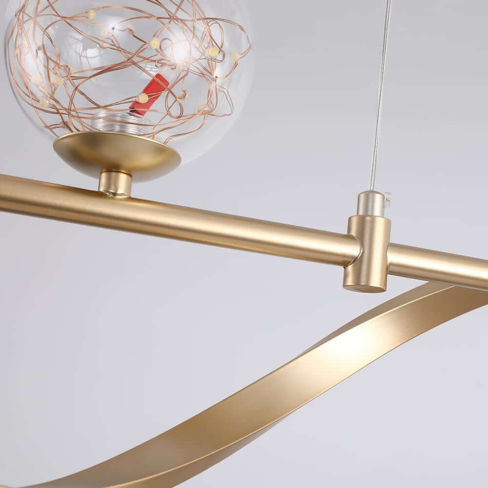 Gold and Black Modern Linear Ceiling Light with Adjustable Height