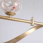 Gold and Black Modern Linear Ceiling Light with Adjustable Height