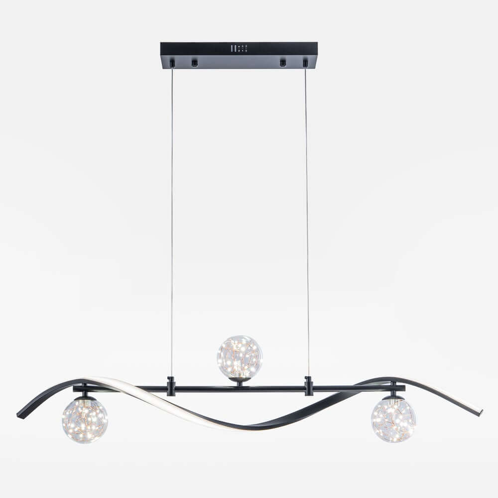 Gold and Black Modern Linear Ceiling Light with Adjustable Height