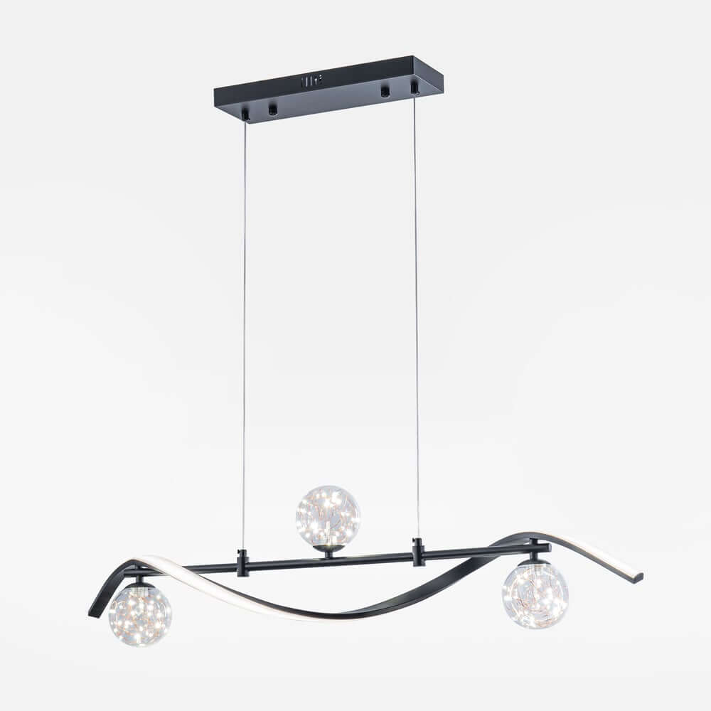 Gold and Black Modern Linear Ceiling Light with Adjustable Height