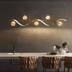 Gold and Black Modern Linear Ceiling Light with Adjustable Height