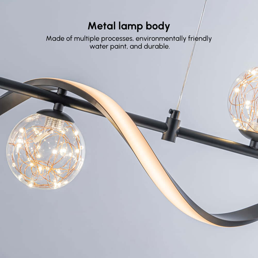 Gold and Black Modern Linear Ceiling Light with Adjustable Height