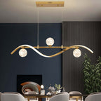 Gold and Black Modern Linear Ceiling Light with Adjustable Height