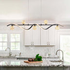 Gold and Black Modern Linear Ceiling Light with Adjustable Height