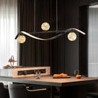 Gold and Black Modern Linear Ceiling Light with Adjustable Height
