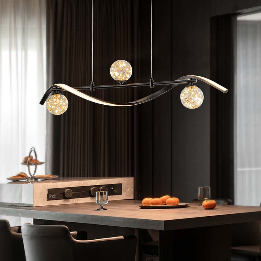 Gold and Black Modern Linear Ceiling Light with Adjustable Height