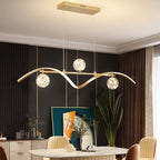 Gold and Black Modern Linear Ceiling Light with Adjustable Height