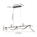 Gold and Black Modern Linear Ceiling Light with Adjustable Height Dimensions