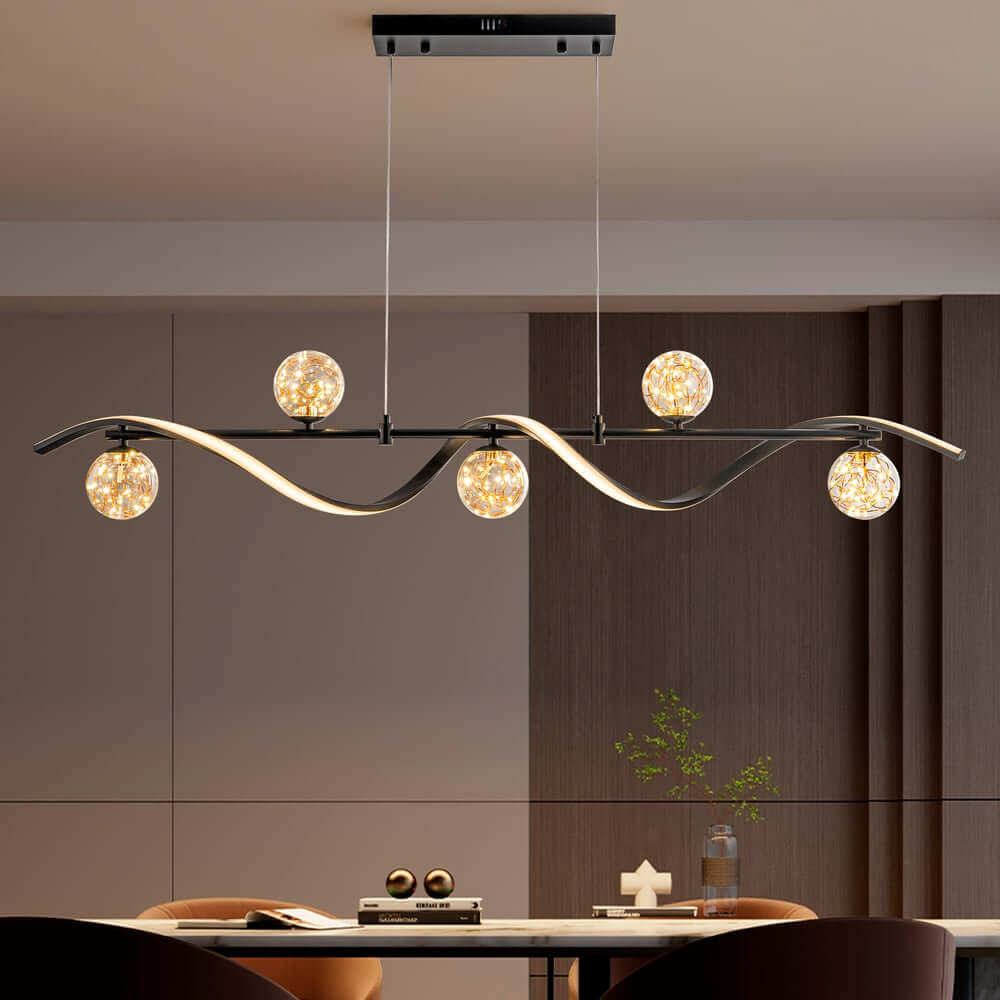 Gold and Black Modern Linear Ceiling Light with Adjustable Height Main Product Image