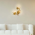 Gold Flush Mount Wall Light with Clear Glass Shades, 3-Light Modern Design