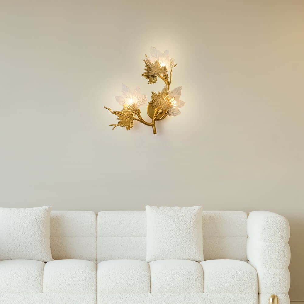 Gold Flush Mount Wall Light with Clear Glass Shades, 3-Light Modern Design