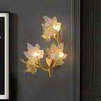 Gold Flush Mount Wall Light with Clear Glass Shades, 3-Light Modern Design