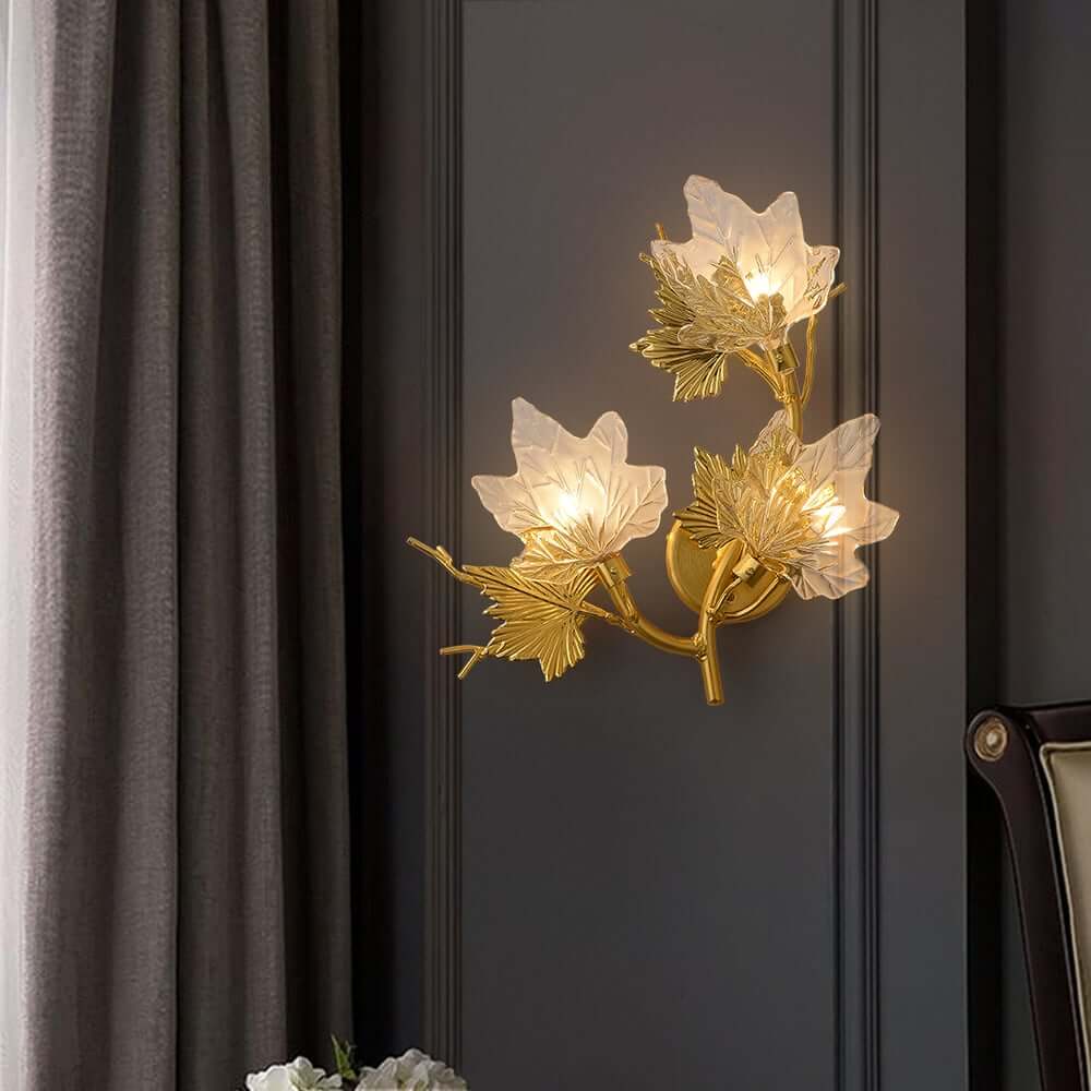 Gold Flush Mount Wall Light with Clear Glass Shades, 3-Light Modern Design
