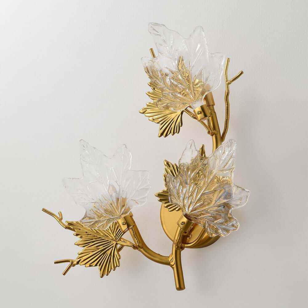 Gold Flush Mount Wall Light with Clear Glass Shades, 3-Light Modern Design