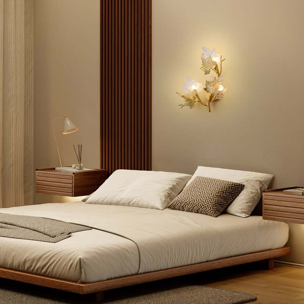 Gold Flush Mount Wall Light with Clear Glass Shades, 3-Light Modern Design